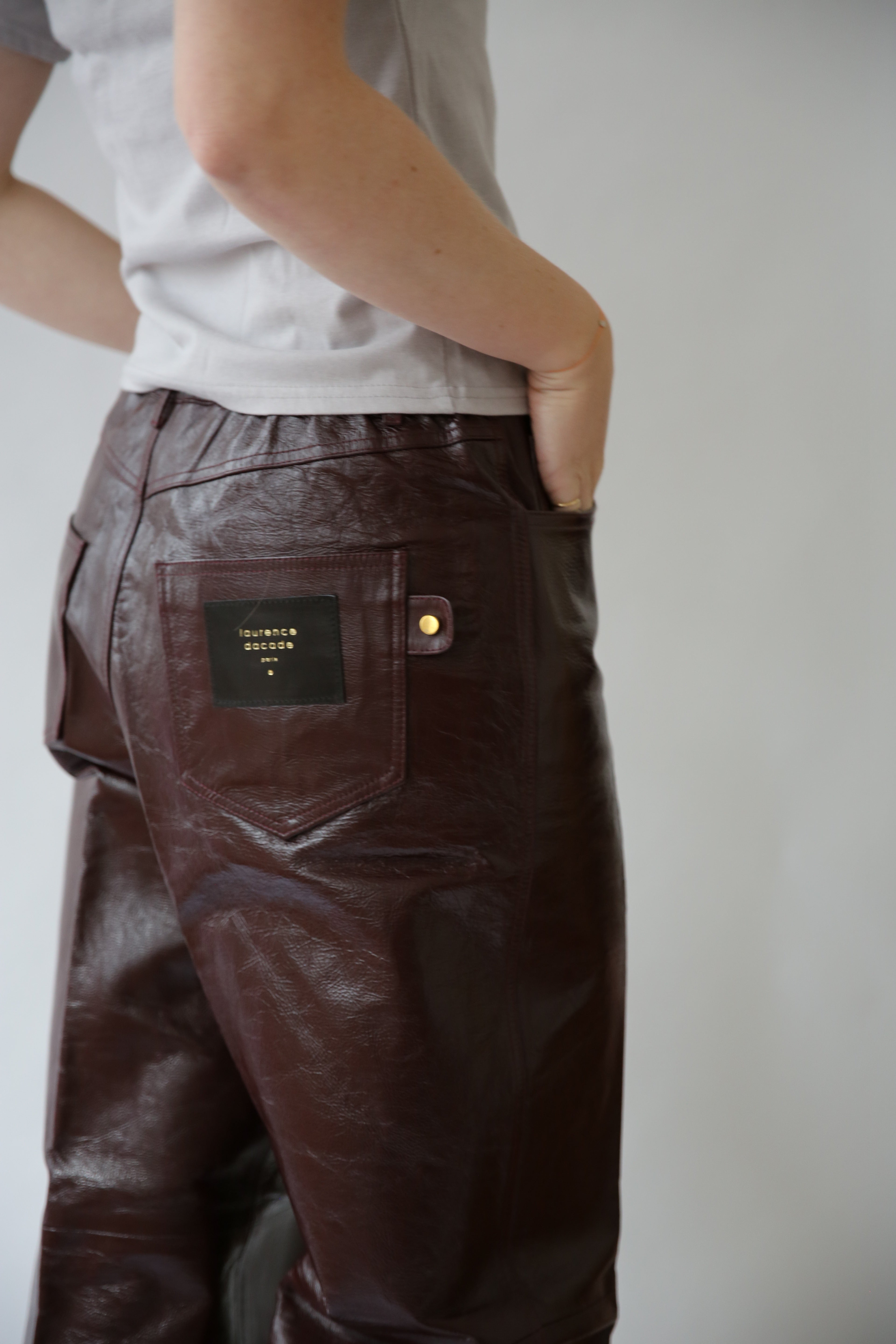 LEATHER PANT burgundy