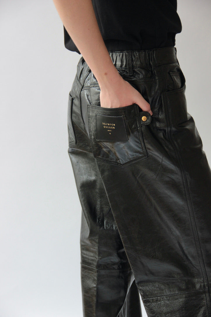 PANTALON EN CUIR noir