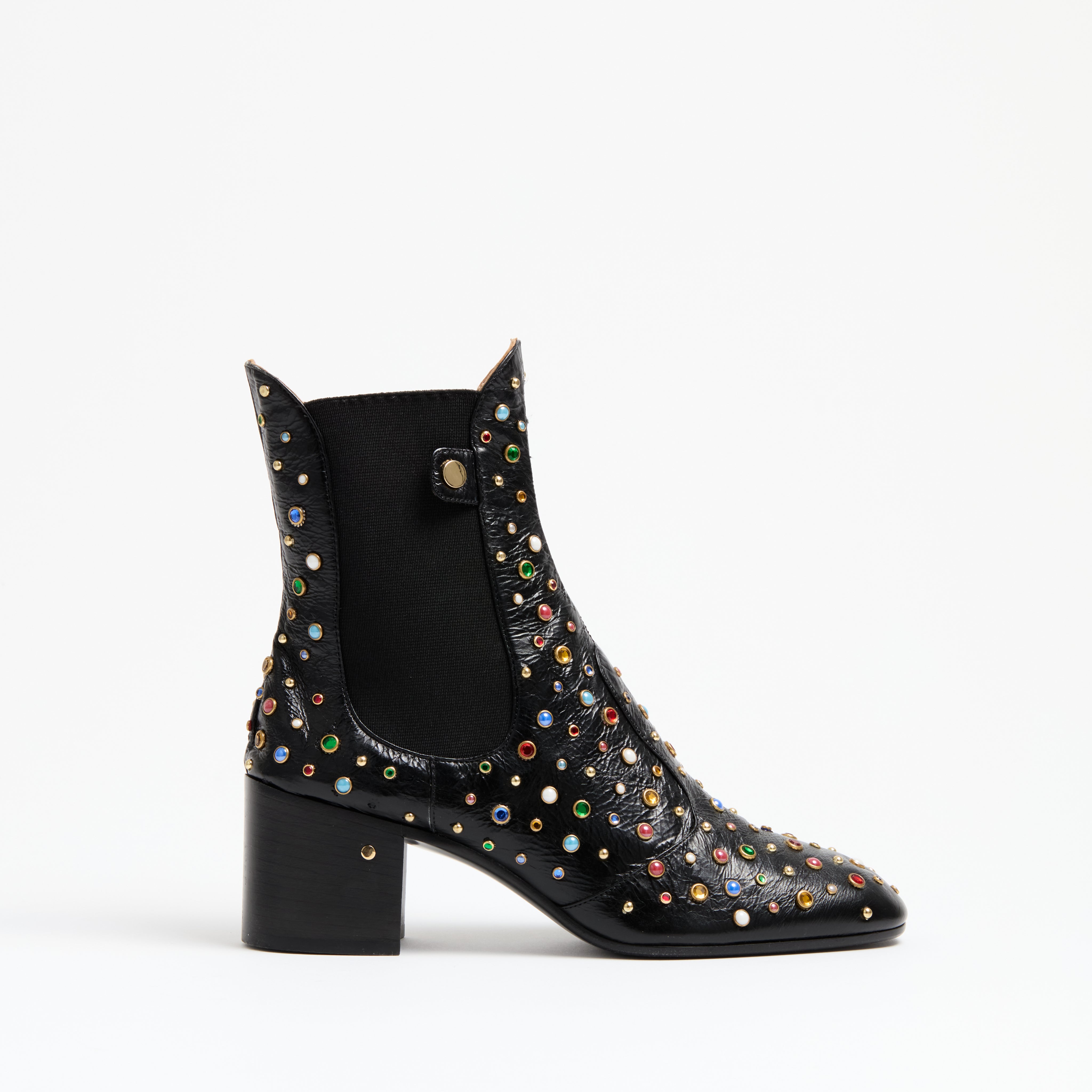 ANGIE black, multicolor studs - THE GLOVE BOOT