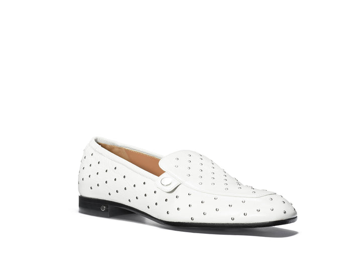 White studded loafers on sale